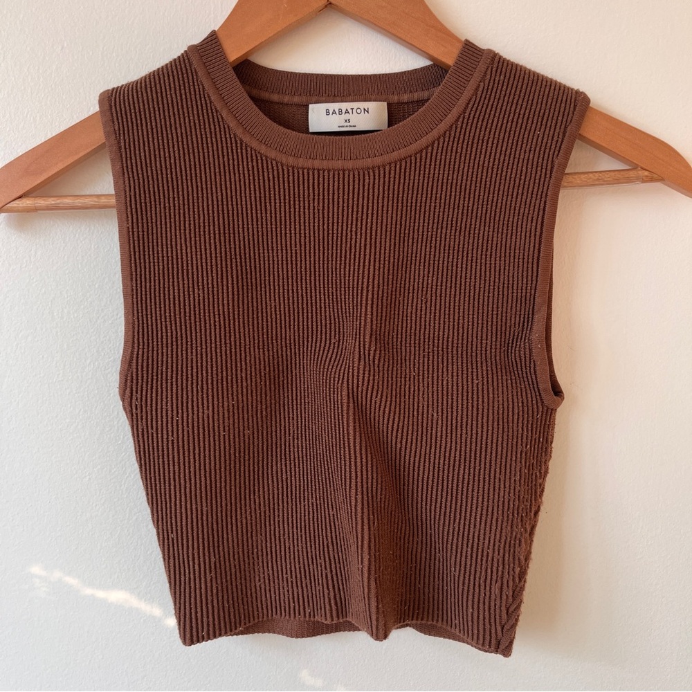 Babaton Brown Sculpt Knit Muscle Tank